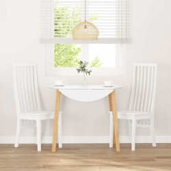 Chaises à manger 2 pcs blanc bois massif caoutchouc 