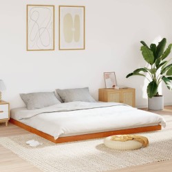 Cadre de lit sans matelas cire marron 200x200cm bois pin massif 