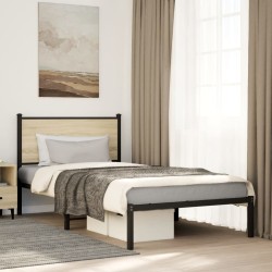 Cadre de lit en métal sans matelas chêne sonoma 100x190 cm 