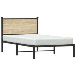 Cadre de lit en métal sans matelas chêne sonoma 100x190 cm 