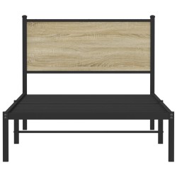 Cadre de lit en métal sans matelas chêne sonoma 100x190 cm 
