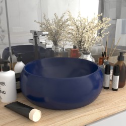 Lavabo rond de luxe Bleu foncé mat 40x15 cm Céramique 