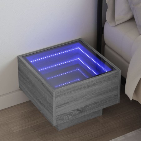 Table de chevet avec LED infini sonoma gris 40x40x30 cm 