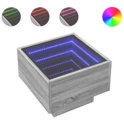 Table de chevet avec LED infini sonoma gris 40x40x30 cm 