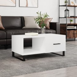 Table basse Blanc brillant 90x50x40 cm Bois d'ingénierie 