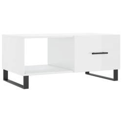 Table basse Blanc brillant 90x50x40 cm Bois d'ingénierie 