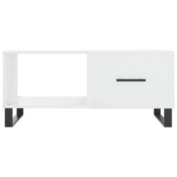 Table basse Blanc brillant 90x50x40 cm Bois d'ingénierie 