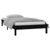 Cadre de lit à LED sans matelas noir 75x190 cm bois massif 