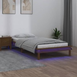 Cadre de lit à LED sans matelas 75x190 cm bois massif 
