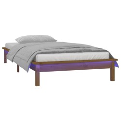 Cadre de lit à LED sans matelas 75x190 cm bois massif 