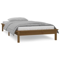 Cadre de lit à LED sans matelas 75x190 cm bois massif 