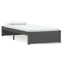 Cadre de lit sans matelas gris bois massif 75x190 cm 