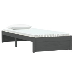 Cadre de lit sans matelas gris bois massif 75x190 cm 