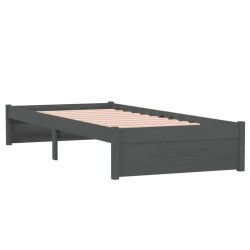Cadre de lit sans matelas gris bois massif 75x190 cm 