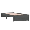 Cadre de lit sans matelas gris bois massif 75x190 cm 