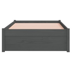 Cadre de lit sans matelas gris bois massif 75x190 cm 