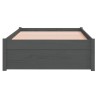 Cadre de lit sans matelas gris bois massif 75x190 cm 