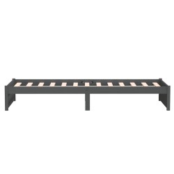 Cadre de lit sans matelas gris bois massif 75x190 cm 