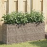 Jardinière avec 2 pots gris 90x20x40 cm résine tressée 