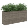 Jardinière avec 2 pots gris 90x20x40 cm résine tressée 