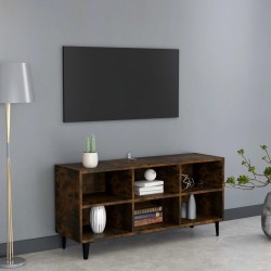Meuble TV avec pieds en métal Chêne fumé 103,5x30x50 cm 