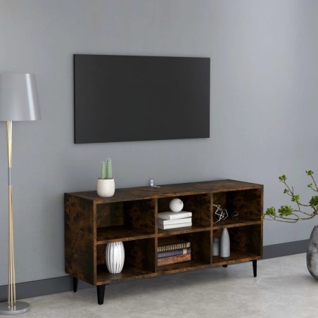 Meuble TV avec pieds en métal Chêne fumé 103,5x30x50 cm 