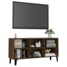 Meuble TV avec pieds en métal Chêne fumé 103,5x30x50 cm 