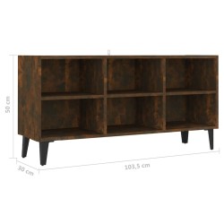 Meuble TV avec pieds en métal Chêne fumé 103,5x30x50 cm 