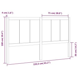 Tête de lit 155,5x4x100 cm Bois massif de pin 