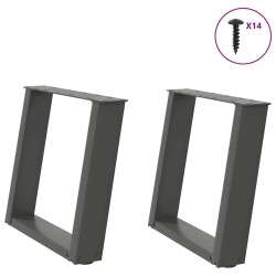 Pieds de table basse en U, 2 pièces, anthracite, 50 x (42-43) cm, acier 