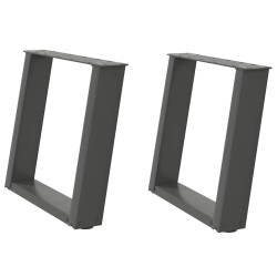 Pieds de table basse en U, 2 pièces, anthracite, 50 x (42-43) cm, acier 