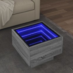 Table d'appoint et LED sonoma gris 40x40x30cm bois d'ingénierie 