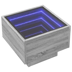 Table d'appoint et LED sonoma gris 40x40x30cm bois d'ingénierie 