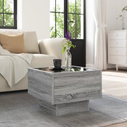 Table d'appoint et LED sonoma gris 40x40x30cm bois d'ingénierie 
