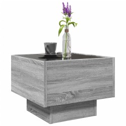 Table d'appoint et LED sonoma gris 40x40x30cm bois d'ingénierie 
