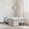 Cadre de lit métal sans matelas et tête de lit blanc 107x203 cm 