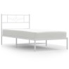 Cadre de lit métal sans matelas et tête de lit blanc 107x203 cm 