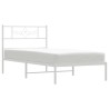 Cadre de lit métal sans matelas et tête de lit blanc 107x203 cm 