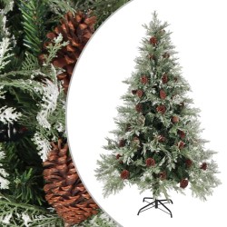 Sapin de Noël avec pommes de pin Vert et blanc 120 cm PVC et PE 