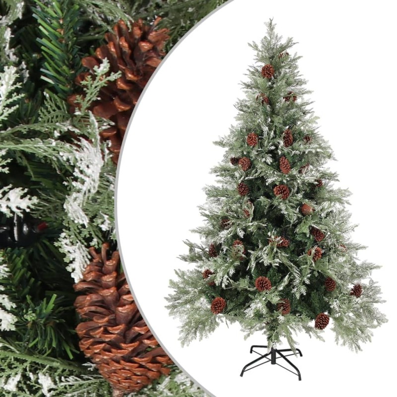 Sapin de Noël avec pommes de pin Vert et blanc 120 cm PVC et PE Sapin de Noël avec pommes de pin Vert et blanc 120 cm PVC et PE