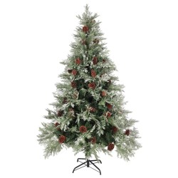 Sapin de Noël avec pommes de pin Vert et blanc 120 cm PVC et PE 