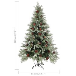 Sapin de Noël avec pommes de pin Vert et blanc 120 cm PVC et PE 