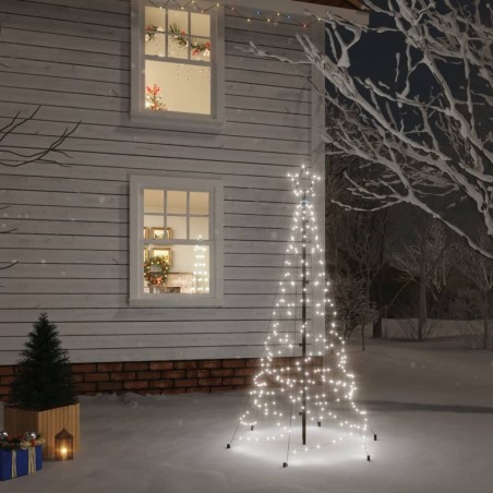 Sapin de Noël avec piquet Blanc froid 200 LED 180 cm 