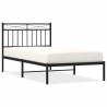 Cadre de lit métal sans matelas avec tête de lit noir 100x190cm 