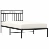 Cadre de lit métal sans matelas avec tête de lit noir 100x190cm 