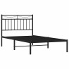 Cadre de lit métal sans matelas avec tête de lit noir 100x190cm 