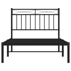 Cadre de lit métal sans matelas avec tête de lit noir 100x190cm 