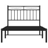 Cadre de lit métal sans matelas avec tête de lit noir 100x190cm 