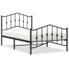 Cadre de lit métal sans matelas avec pied de lit noir 100x190cm 