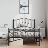 Cadre de lit métal sans matelas avec pied de lit noir 100x190cm 